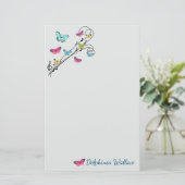 Butterflies en muziek briefpapier (Staand voorkant)