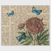 Butterflies en Papaver over de krant Cadeaupapier (Vlak)