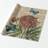 Butterflies en Papaver over de krant Cadeaupapier (Uitgerold)