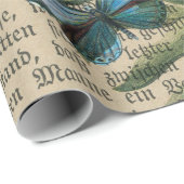 Butterflies en Papaver over de krant Cadeaupapier (Rol Hoek)
