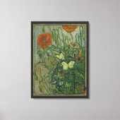 Butterflies en papavers van Vincent van Gogh Canvas Afdruk (Voorkant)