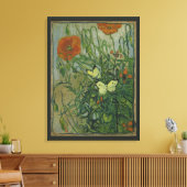 Butterflies en papavers van Vincent van Gogh Canvas Afdruk (Insitu (Woonkamer))