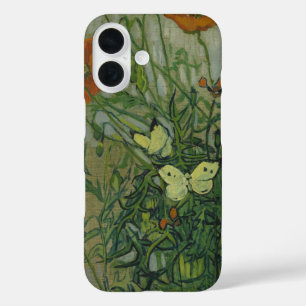 Butterflies en papavers van Vincent van Gogh iPhone 16 Hoesje