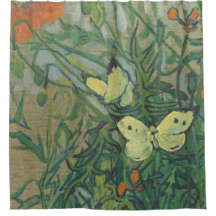 Butterflies en papavers van Vincent van Gogh Douchegordijn