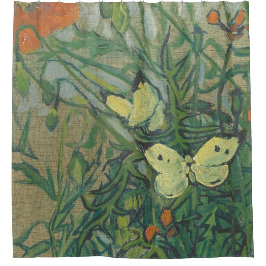 Butterflies en papavers van Vincent van Gogh Douchegordijn (Voorkant)