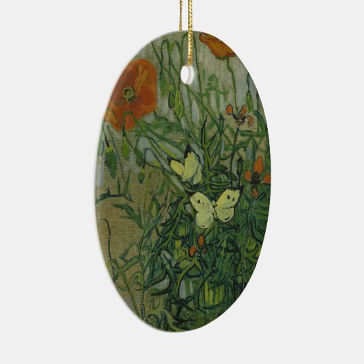 Butterflies en papavers van Vincent van Gogh Keramisch Ornament (Rechts)