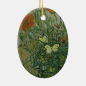 Butterflies en papavers van Vincent van Gogh Keramisch Ornament (Achterkant)