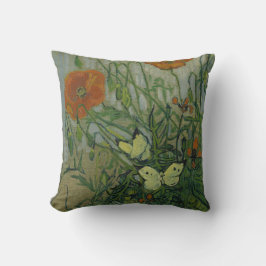 Butterflies en papavers van Vincent Van Gogh Kussen