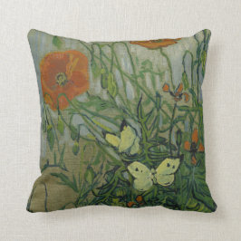 Butterflies en papavers van Vincent Van Gogh Kussen