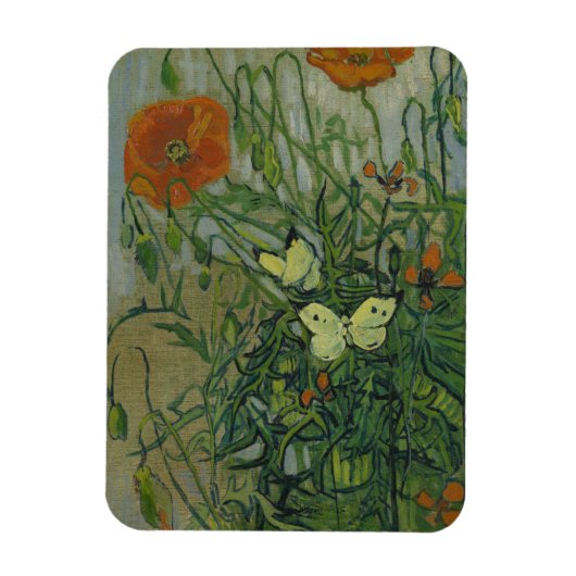 Butterflies en papavers van Vincent Van Gogh Magneet (Verticaal)