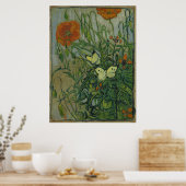 Butterflies en papavers van Vincent Van Gogh Poster (Keuken)