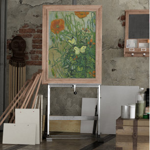 Butterflies en papavers van Vincent van Gogh Poster