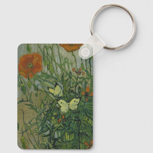Butterflies en papavers van Vincent van Gogh Sleutelhanger (Achterkant)