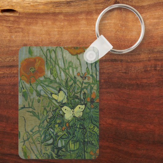 Butterflies en papavers van Vincent van Gogh Sleutelhanger (Achterkant)
