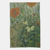 Butterflies en papavers van Vincent van Gogh Theedoek (Verticaal)