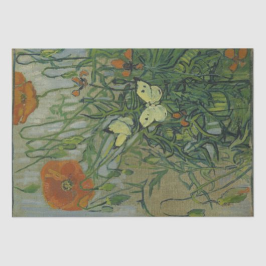 Butterflies en papavers van Vincent Van Gogh Tissuepapier (Voorkant)