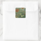 Butterflies en papavers van Vincent van Gogh Vierkante Sticker (Tas)