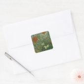 Butterflies en papavers van Vincent van Gogh Vierkante Sticker (Envelop)