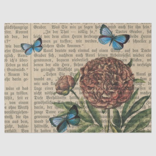 Butterflies en Poppy over de krant Ontkoppeling Tissuepapier (Voorkant)