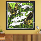 Butterflies en Queen Anne's Lace Canvas Afdruk (Insitu (Woonkamer))