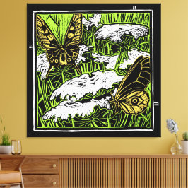 Butterflies en Queen Anne's Lace Canvas Afdruk