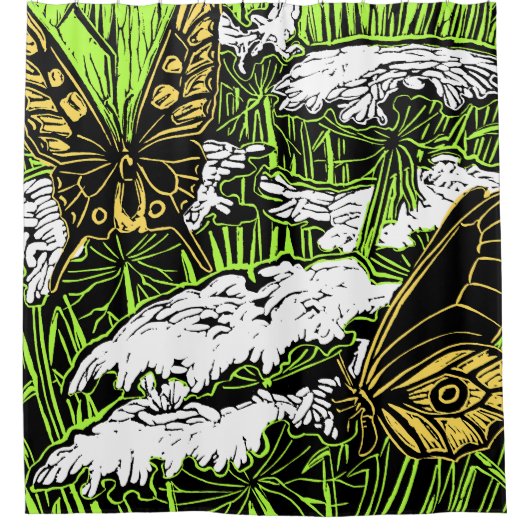 Butterflies en Queen Anne's Lace Douchegordijn (Voorkant)