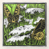 Butterflies en Queen Anne's Lace Glazen Onderzetter (Voorkant)