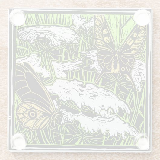 Butterflies en Queen Anne's Lace Glazen Onderzetter (Achterkant)