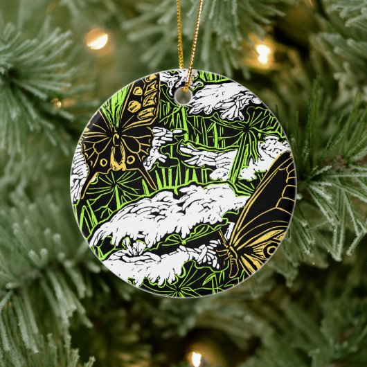 Butterflies en Queen Anne's Lace Keramisch Ornament (Boom)