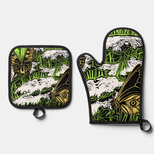 Butterflies en Queen Anne's Lace Ovenwant & Pannenlap Set (Voorkant)