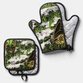 Butterflies en Queen Anne's Lace Ovenwant & Pannenlap Set (Voorkant / Achterkant)