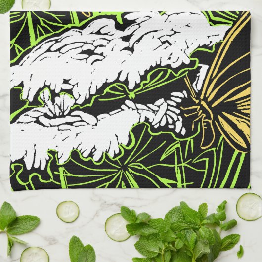 Butterflies en Queen Anne's Lace Theedoek (Gevouwen)