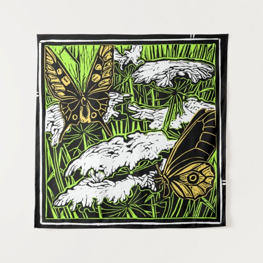 Butterflies en Queen Anne's Lace Wandkleed (Voorkant)