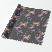 Butterflies en Raindrops Cadeaupapier (Uitgerold)