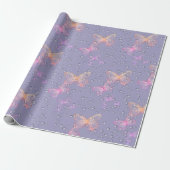 Butterflies en Raindrops Cadeaupapier (Uitgerold)