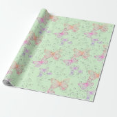 Butterflies en Raindrops Cadeaupapier (Uitgerold)