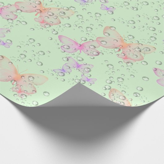 Butterflies en Raindrops Cadeaupapier (Hoek)