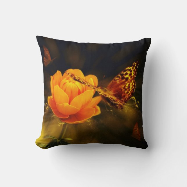 Butterflies en Roos American Mojo Pillow Kussen (Voorkant)