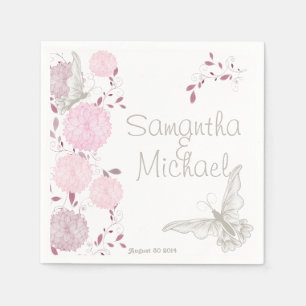 Butterflies en roze chrysanthema servet