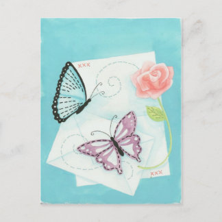Butterflies en Roze Waterverf Briefkaart