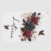 Butterflies en Rozen Golfhanddoek (Horizontaal)