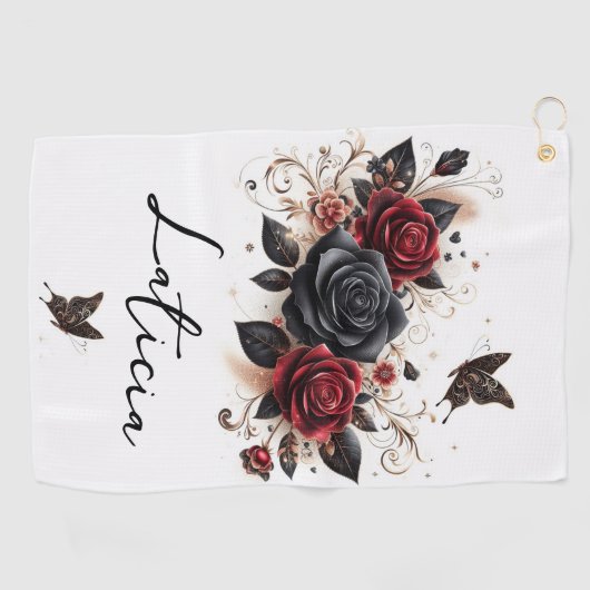 Butterflies en Rozen Golfhanddoek (Horizontaal)