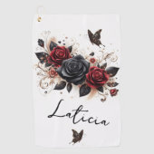 Butterflies en Rozen Golfhanddoek (Voorkant)