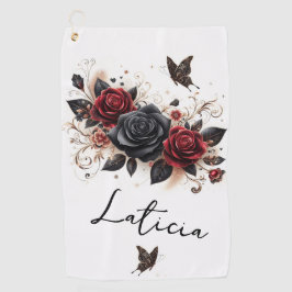 Butterflies en Rozen Golfhanddoek