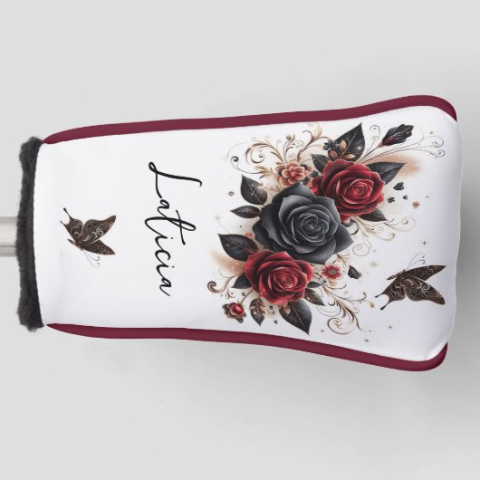 Butterflies en Rozen Golfheadcover (Voorkant)