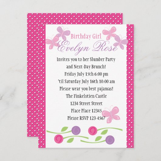 Butterflies en Rozen Kaart (Voorkant / Achterkant)