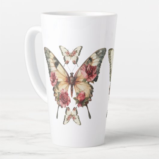 Butterflies en Rozen Latte Mok (Linkerhoek)