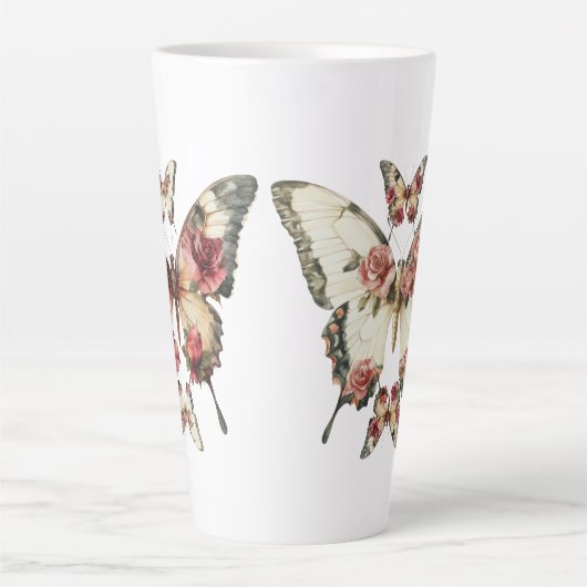 Butterflies en Rozen Latte Mok (Voorkant)