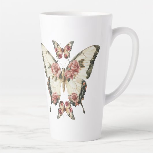 Butterflies en Rozen Latte Mok (Rechts)