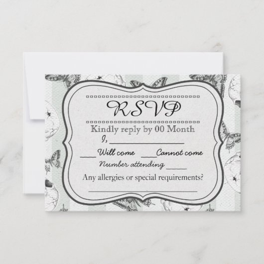 Butterflies en skulls RSVP-kaart RSVP Kaartje (Voorkant)